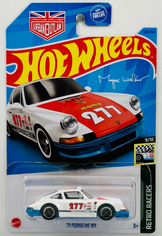 Hot Wheels 2023 - Collector # 126/250 - Retro Racers 09/10 - '71 Porsche 911 - White - "277" - USA