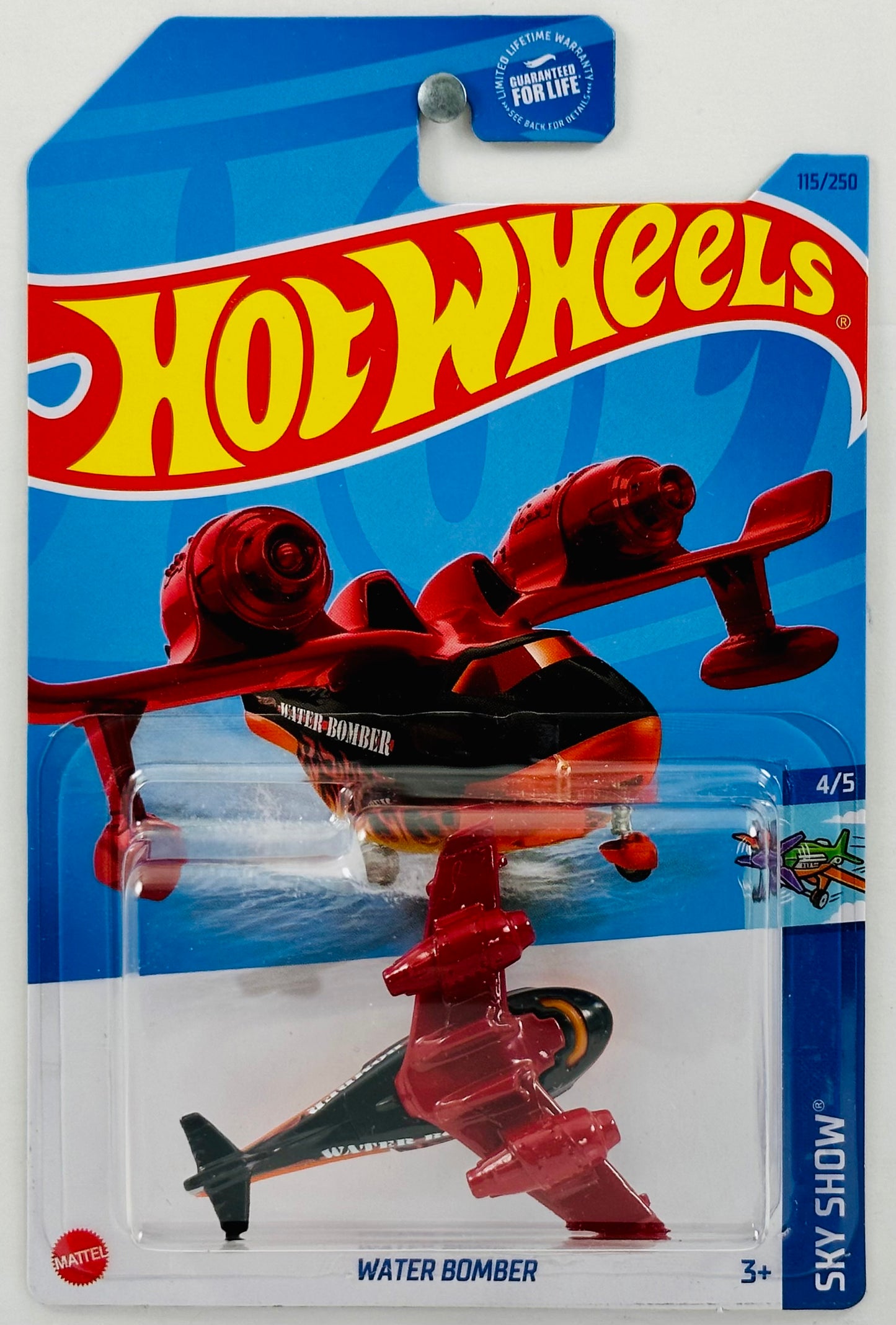 Hot Wheels 2023 - Collector # 115/250 - Sky Show 04/05 - Water Bomber - Black, Red & Orange - Flame Graphics - USA