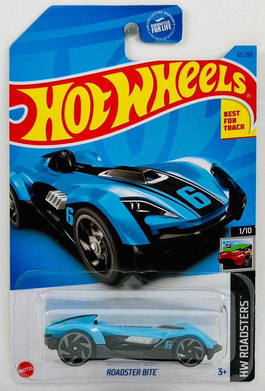 Hot Wheels 2023 - Collector # 012/250 - HW Roadsters 1/10 - Roadster Bite - Blue - USA