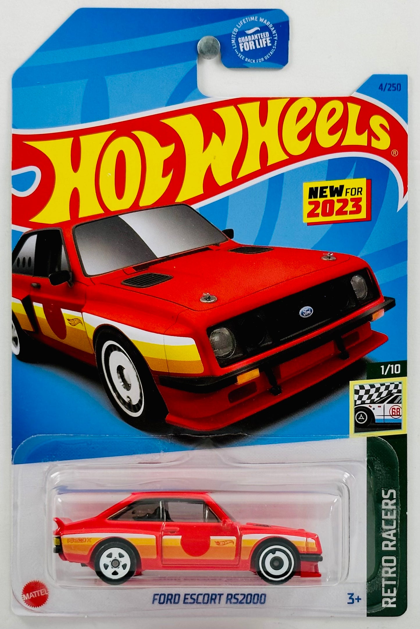 Hot Wheels 2023 - Collector # 004/250 - Retro Racers 01/10 - Ford Escort RS2000 - Red - USA