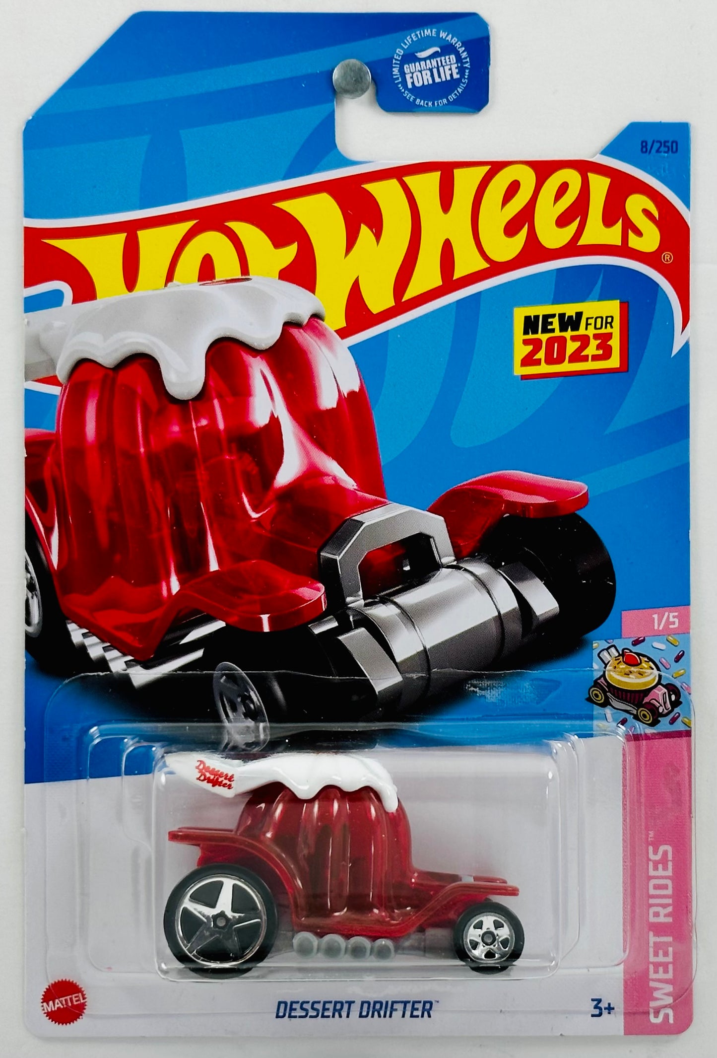 Hot Wheels 2023 - Collector # 008/250 - Sweet Rides 01/05 - New Models - Dessert Drifter - Transparent Red - Cherry Graphics - USA