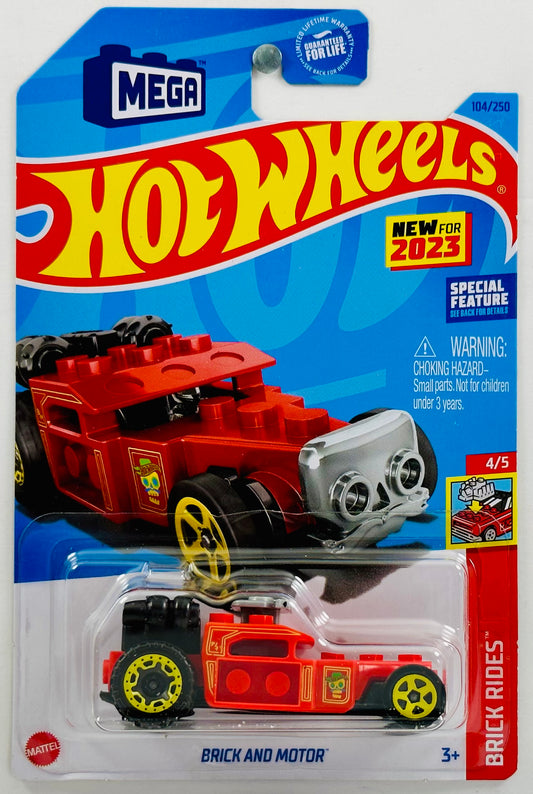 Hot Wheels 2023 - Collector # 104/250 - Brick Rides 4/5 - New Models - Brick and Motor - Red - USA