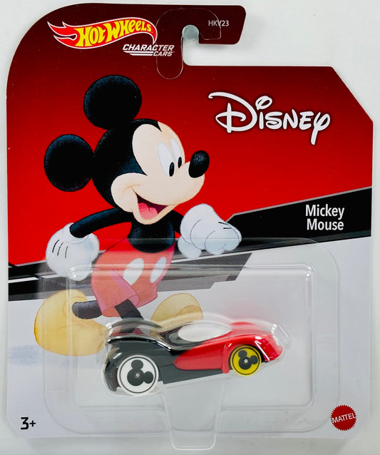 Hot Wheels 2023 - Character Cars / Disney - Mickey Mouse - Red & Black - White & Yellow SKDisc Wheels - Large Blister Card