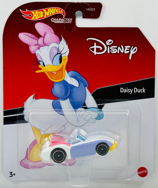 Hot Wheels 2023 - Character Cars / Disney - Daisy Duck - White & Lavender - Aerodisc Wheels - Large Blister Card