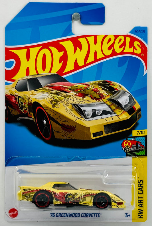 Hot Wheels 2023 - Collector # 065/250 - HW Art Cars 07/10 - '76 Greenwood Corvette - Metallic Beige / 'G' - IC