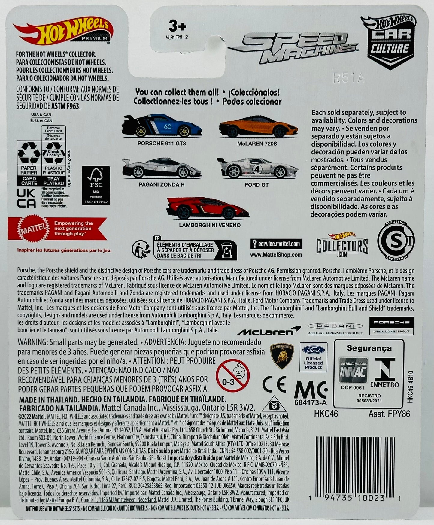 Hot Wheels 2023 - Premium / Car Culture / Speed Machines 03/05 - Pagani Zonda R - Argento Liquido / "1" - Metal/Metal & Real Riders