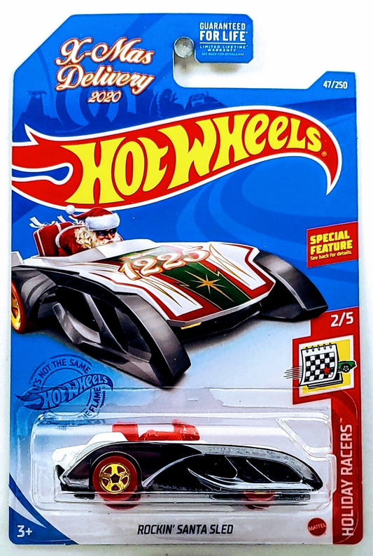 Hot Wheels 2021 - Collector # 047/250 - Holiday Racers 2/5 - Rockin' Santa Sled - White - USA Card