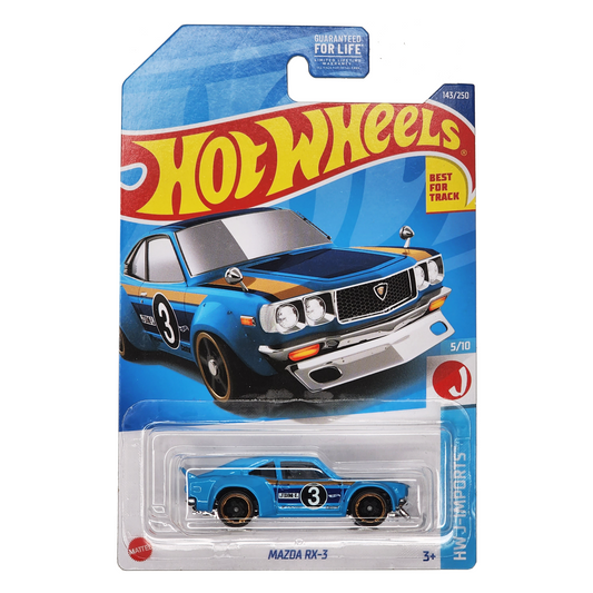 Hot Wheels 2022 - Collector # 143/250 - HW J-Imports 5/10 - Mazda RX-3 - Blue / #3 - Kroger Exclusive - USA